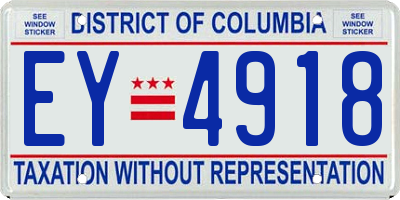 DC license plate EY4918