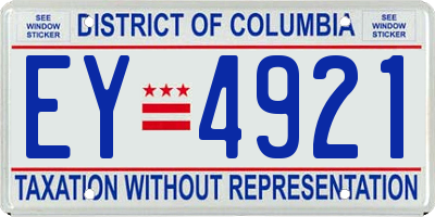 DC license plate EY4921