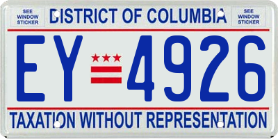 DC license plate EY4926