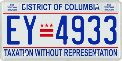 DC license plate EY4933