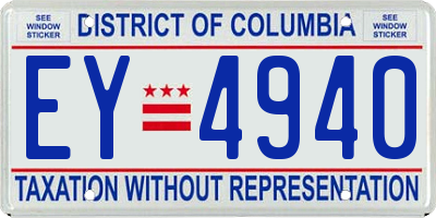 DC license plate EY4940