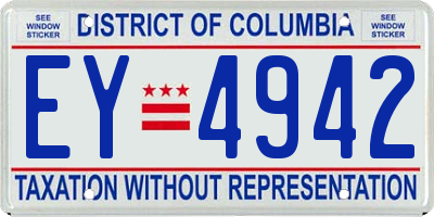 DC license plate EY4942