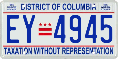 DC license plate EY4945