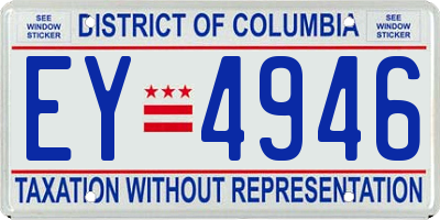 DC license plate EY4946