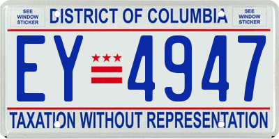 DC license plate EY4947