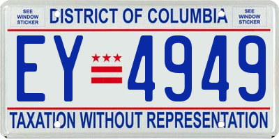 DC license plate EY4949