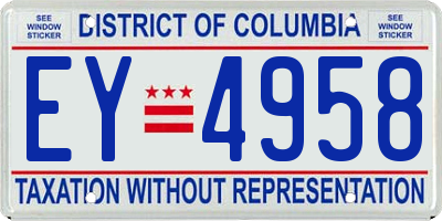 DC license plate EY4958