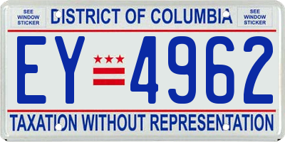 DC license plate EY4962