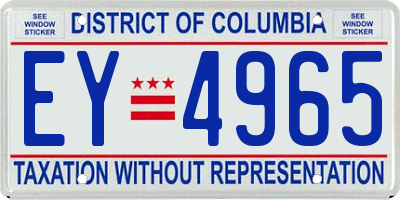 DC license plate EY4965