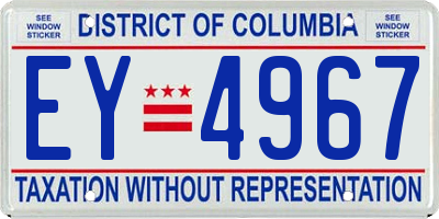 DC license plate EY4967