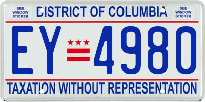 DC license plate EY4980