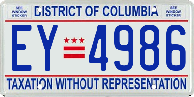DC license plate EY4986