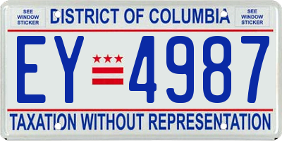 DC license plate EY4987