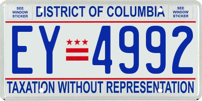 DC license plate EY4992