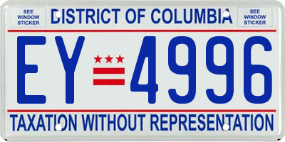 DC license plate EY4996