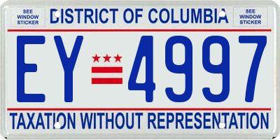 DC license plate EY4997