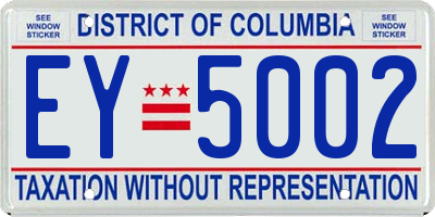 DC license plate EY5002