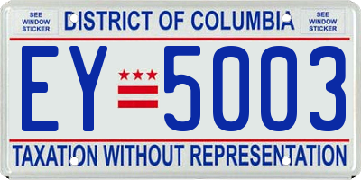 DC license plate EY5003