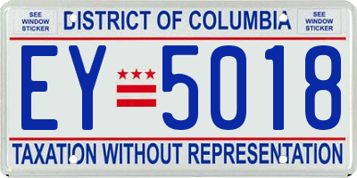 DC license plate EY5018