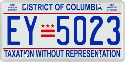 DC license plate EY5023