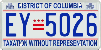 DC license plate EY5026