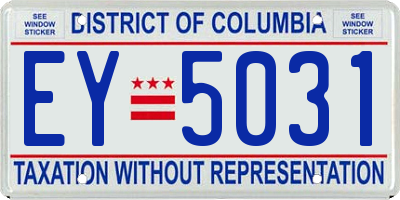 DC license plate EY5031