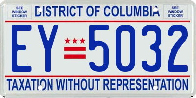 DC license plate EY5032