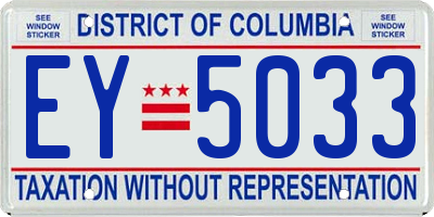 DC license plate EY5033