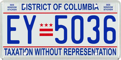 DC license plate EY5036