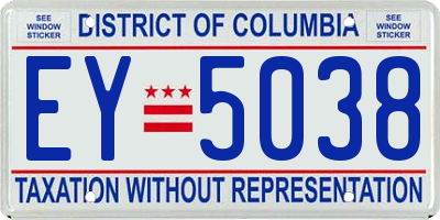 DC license plate EY5038