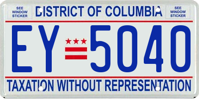 DC license plate EY5040