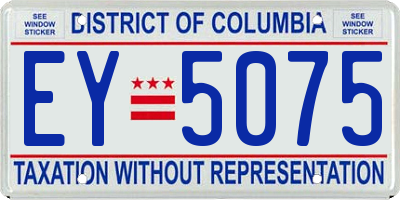 DC license plate EY5075