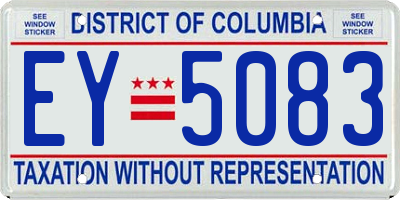 DC license plate EY5083