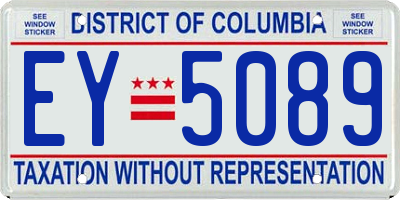 DC license plate EY5089