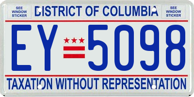 DC license plate EY5098