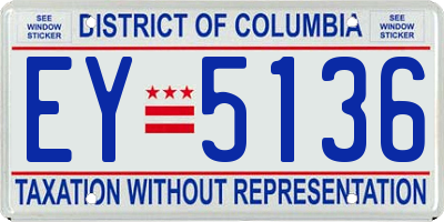 DC license plate EY5136