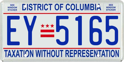 DC license plate EY5165