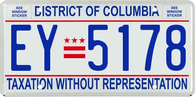 DC license plate EY5178