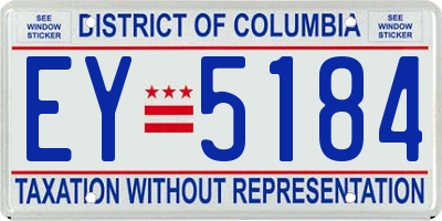 DC license plate EY5184