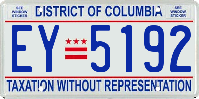 DC license plate EY5192