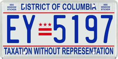 DC license plate EY5197