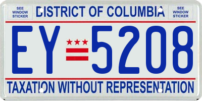 DC license plate EY5208