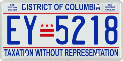 DC license plate EY5218
