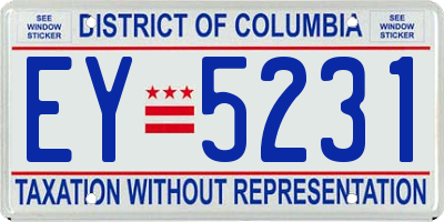 DC license plate EY5231