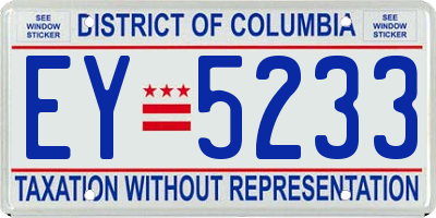 DC license plate EY5233
