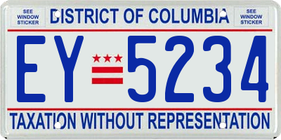 DC license plate EY5234