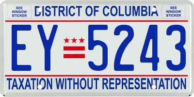 DC license plate EY5243