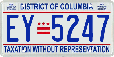 DC license plate EY5247