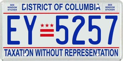 DC license plate EY5257
