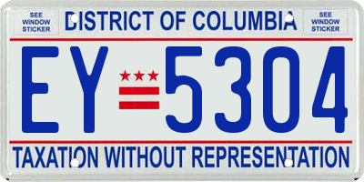 DC license plate EY5304